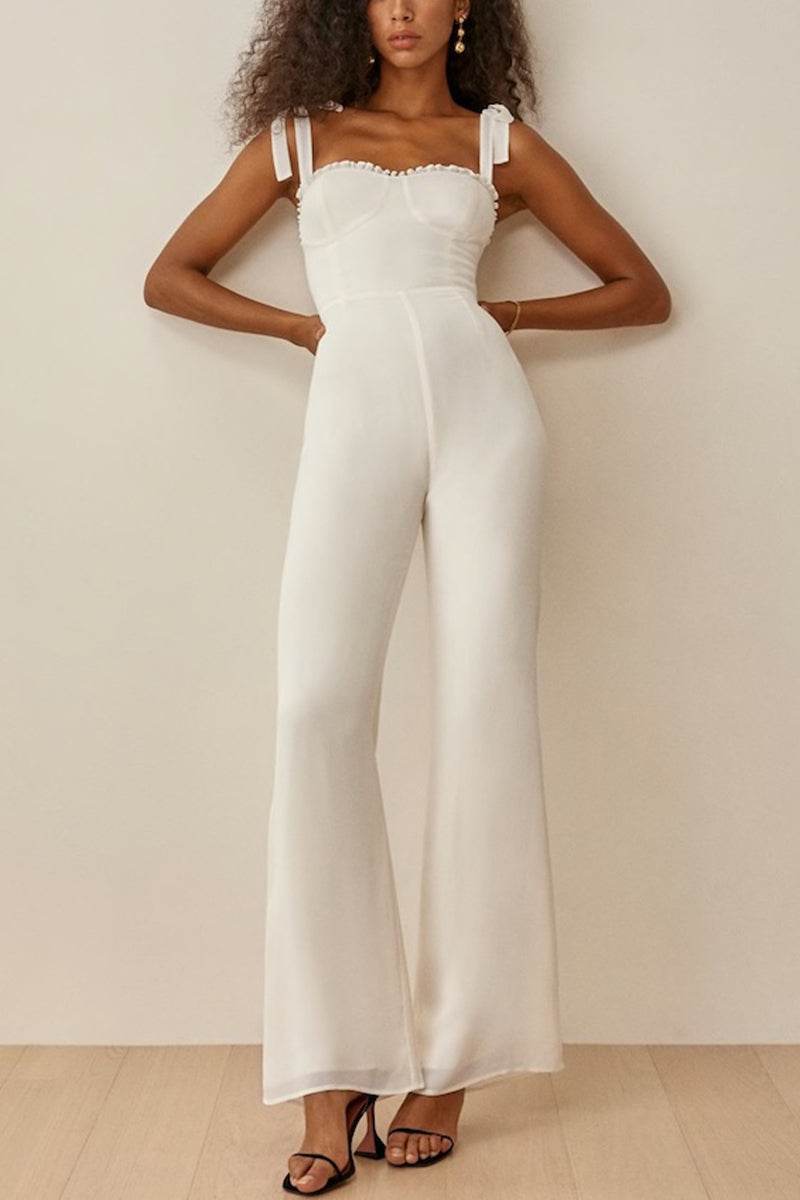 Sweetheart Floor Length Chiffon Wedding Jumpsuit 904145641844 - COCOMELODY